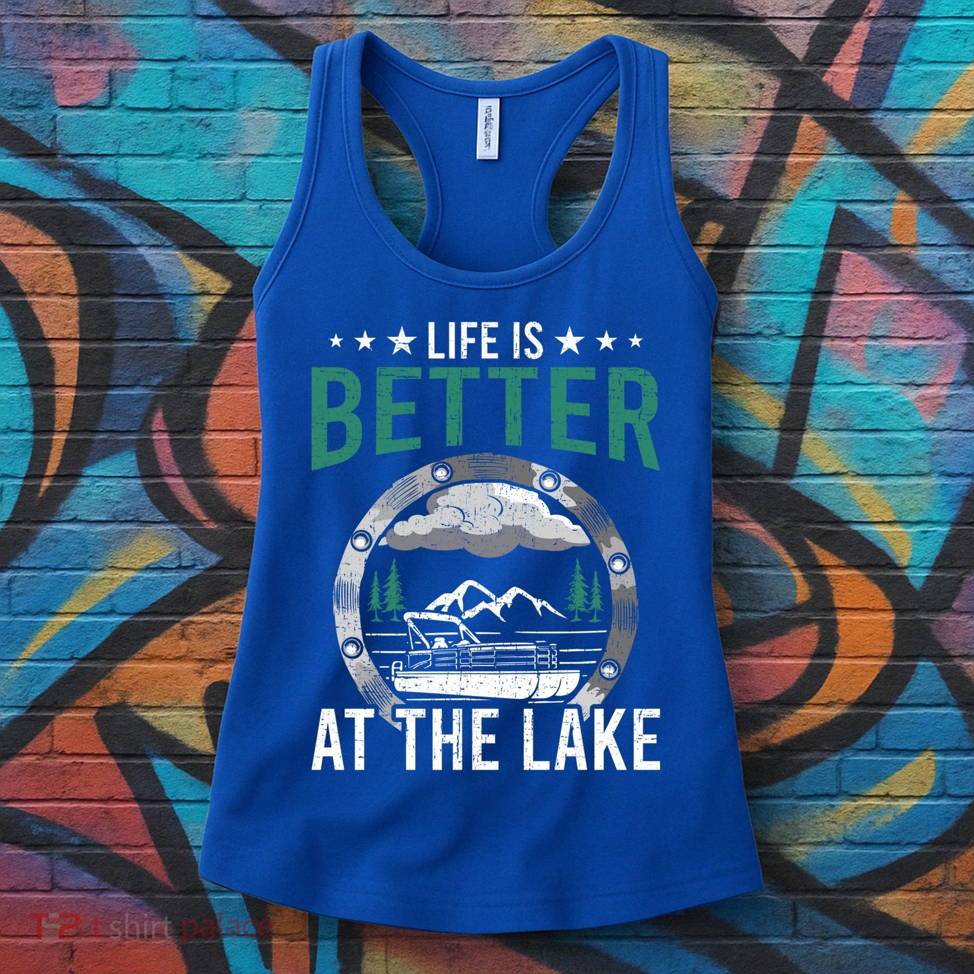 Life Is Better At The Lake Pontoon Boat Pontooning Gift Women's Tank Top