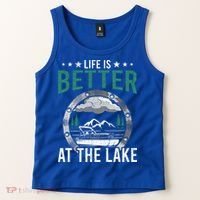 Life Is Better At The Lake Pontoon Boat Pontooning Gift Tank Top thumb 2