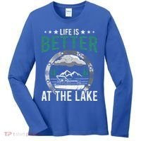 Life Is Better At The Lake Pontoon Boat Pontooning Gift Women's Long Sleeve Shirt thumb 0