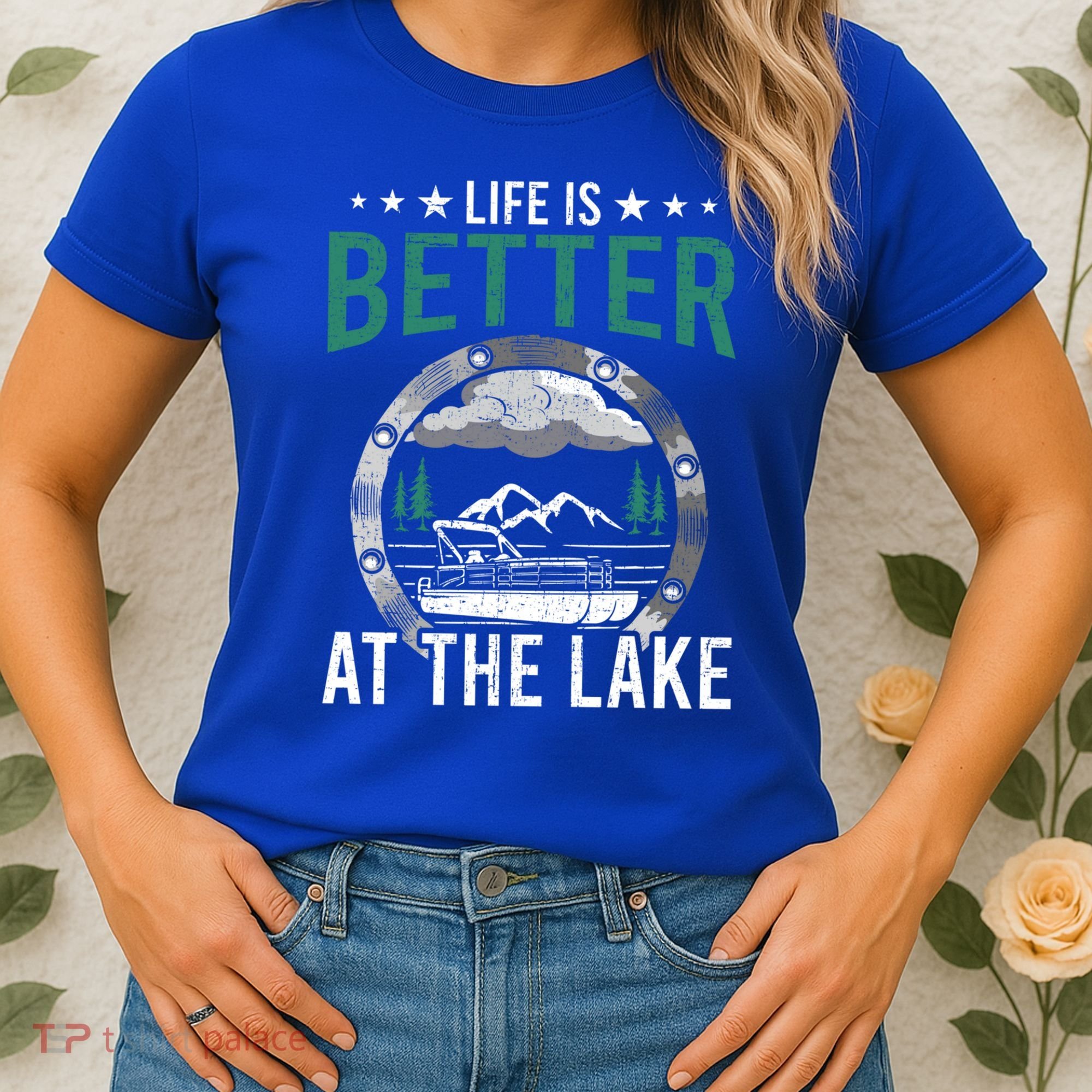 Life Is Better At The Lake Pontoon Boat Pontooning Gift Women's T-Shirt