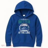 Life Is Better At The Lake Pontoon Boat Pontooning Gift Kids Hoodie thumb 0