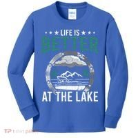 Life Is Better At The Lake Pontoon Boat Pontooning Gift Kids Long Sleeve Shirt thumb 0