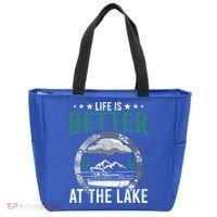 Life Is Better At The Lake Pontoon Boat Pontooning Gift Tote Bag thumb 0