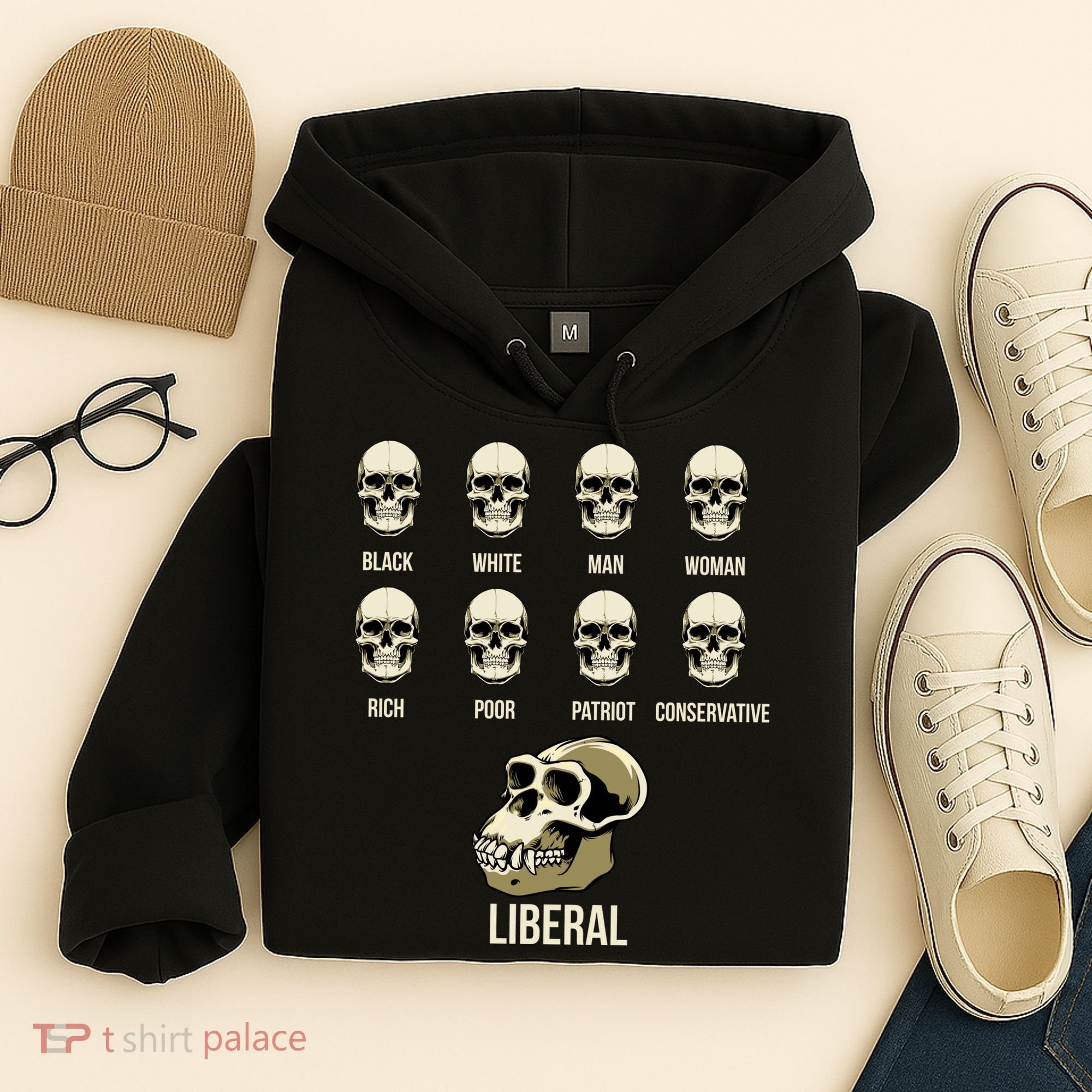 Liberal Monkey Black White Man Woman Rich Poor Patriot Conservative Hoodie