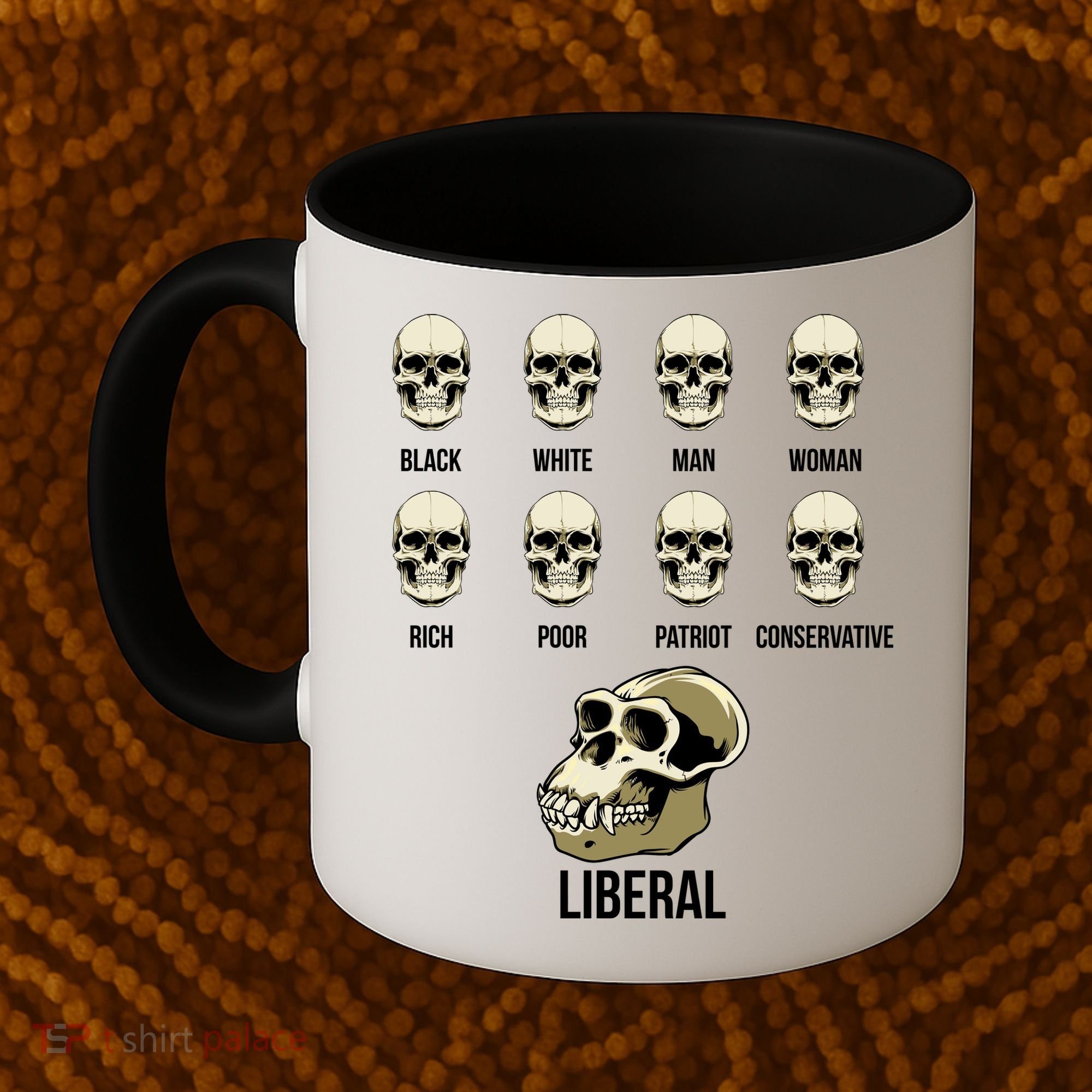 Liberal Monkey Black White Man Woman Rich Poor Patriot Conservative Coffee Mug