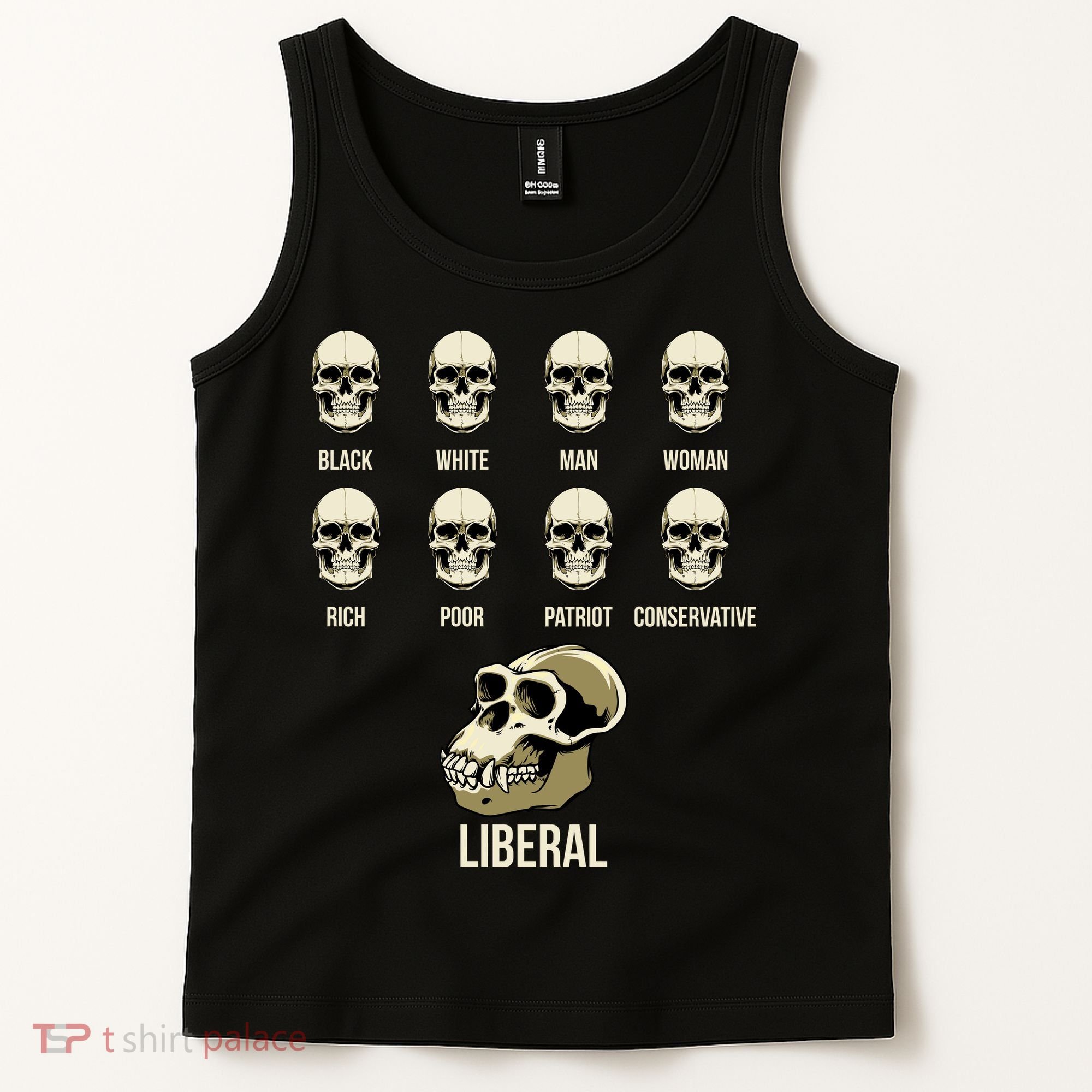Liberal Monkey Black White Man Woman Rich Poor Patriot Conservative Tank Top