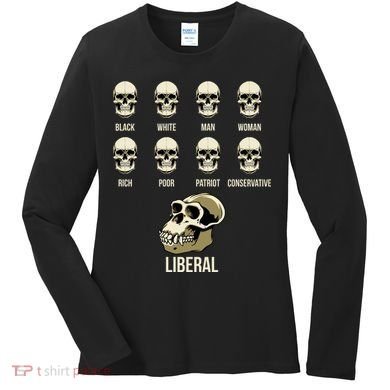 Liberal Monkey Black White Man Woman Rich Poor Patriot Conservative Women's Long Sleeve Shirt