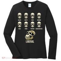 Liberal Monkey Black White Man Woman Rich Poor Patriot Conservative Women's Long Sleeve Shirt thumb 0
