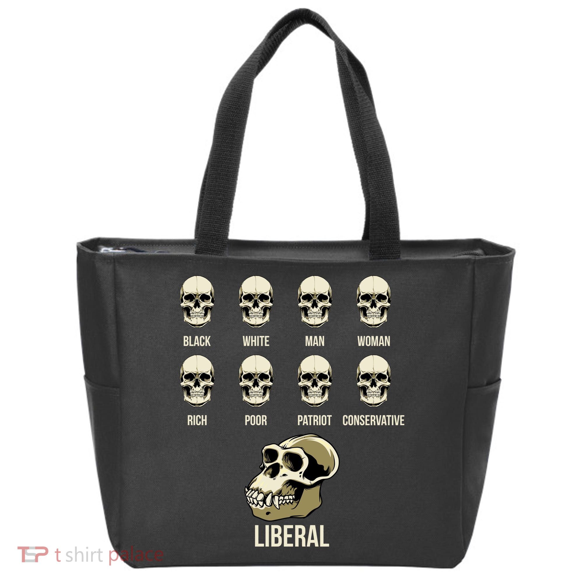 Liberal Monkey Black White Man Woman Rich Poor Patriot Conservative Tote Bag