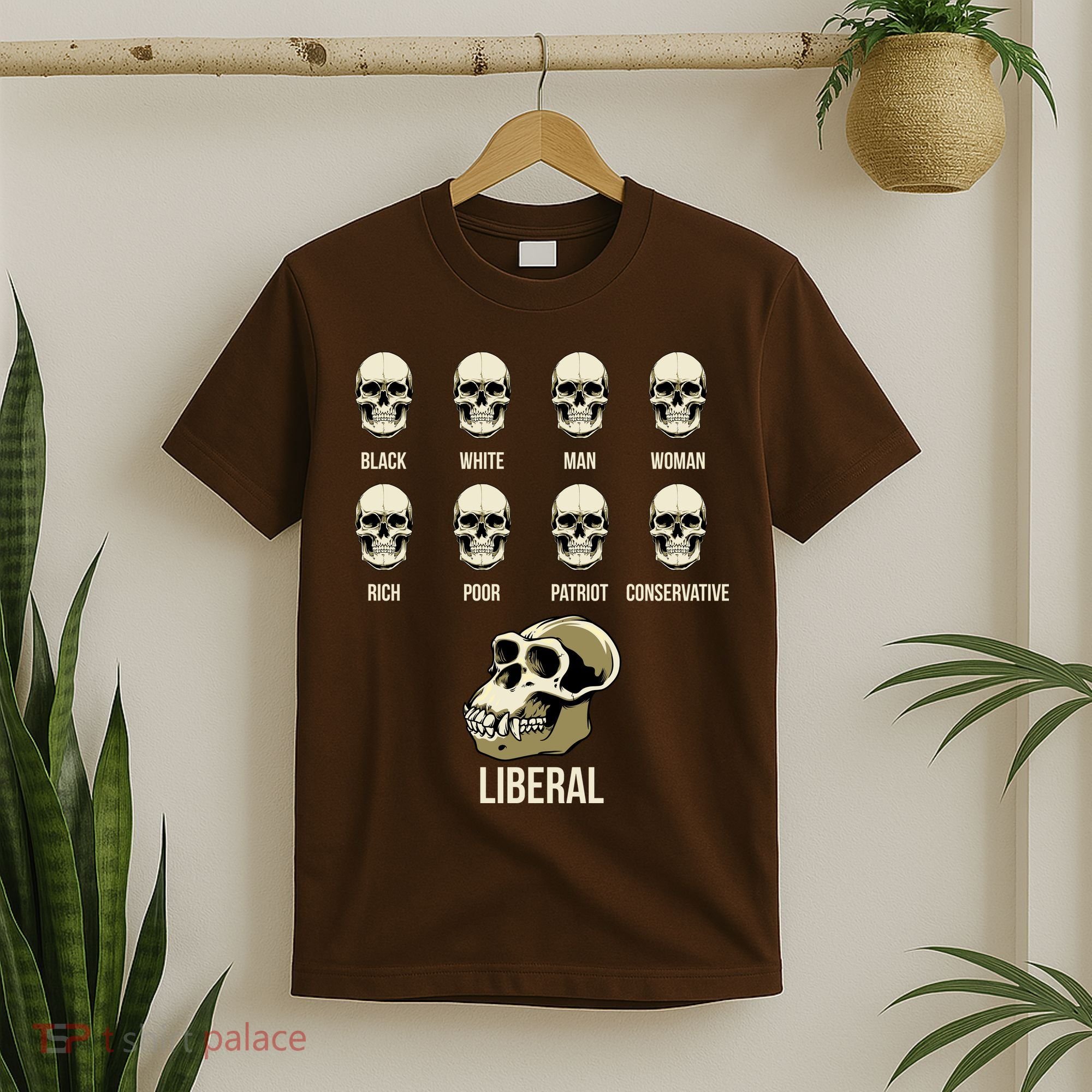 Liberal Monkey Black White Man Woman Rich Poor Patriot Conservative T-Shirt