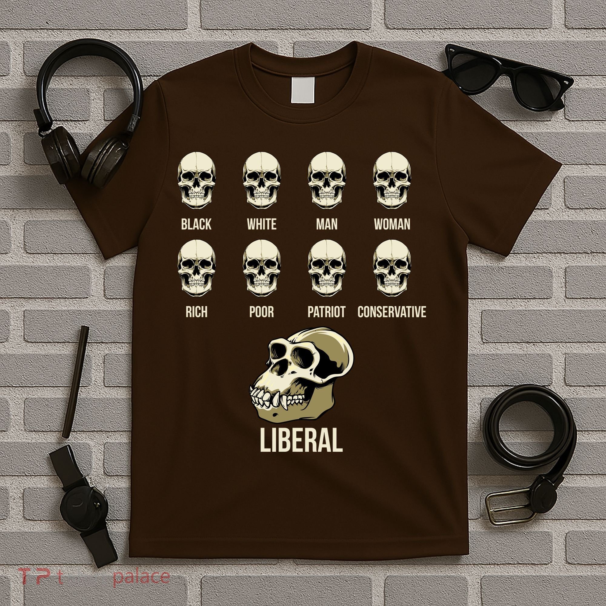 Liberal Monkey Black White Man Woman Rich Poor Patriot Conservative T-Shirt