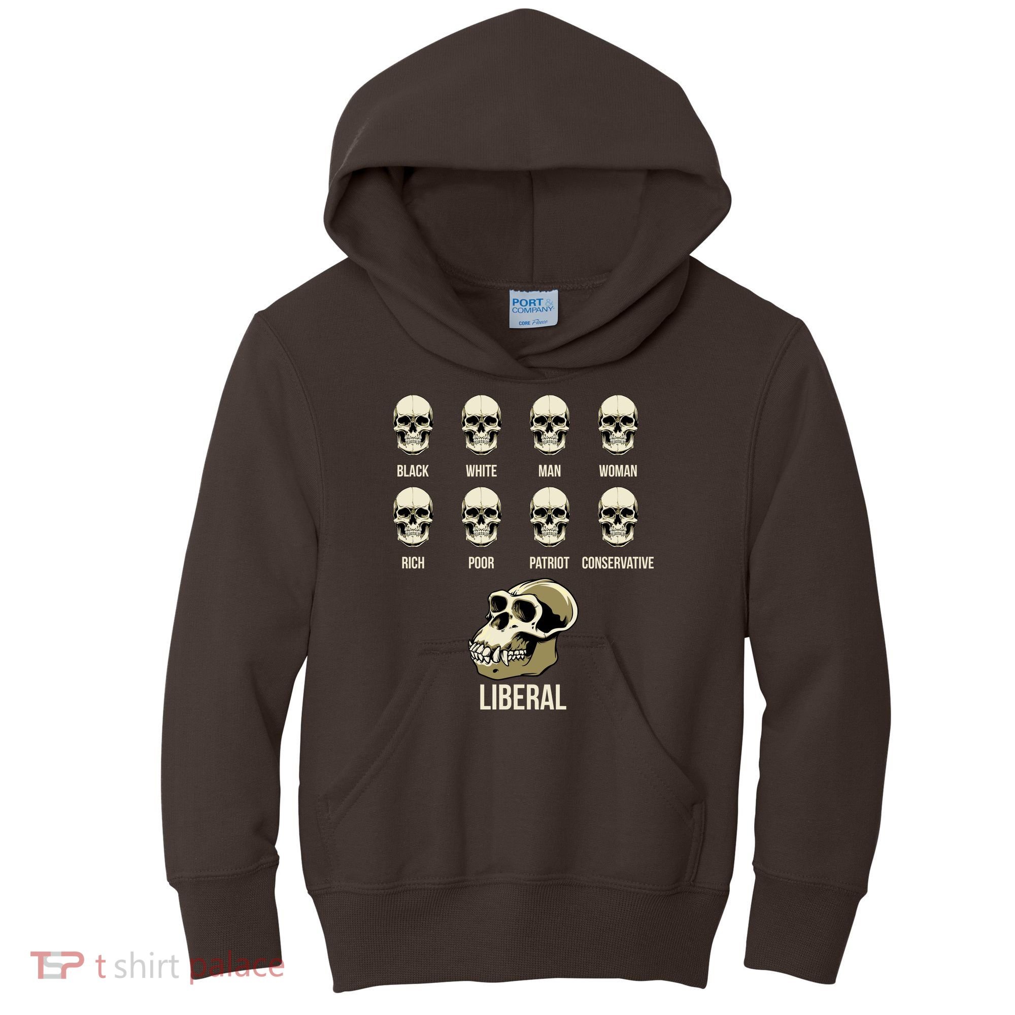 Liberal Monkey Black White Man Woman Rich Poor Patriot Conservative Kids Hoodie