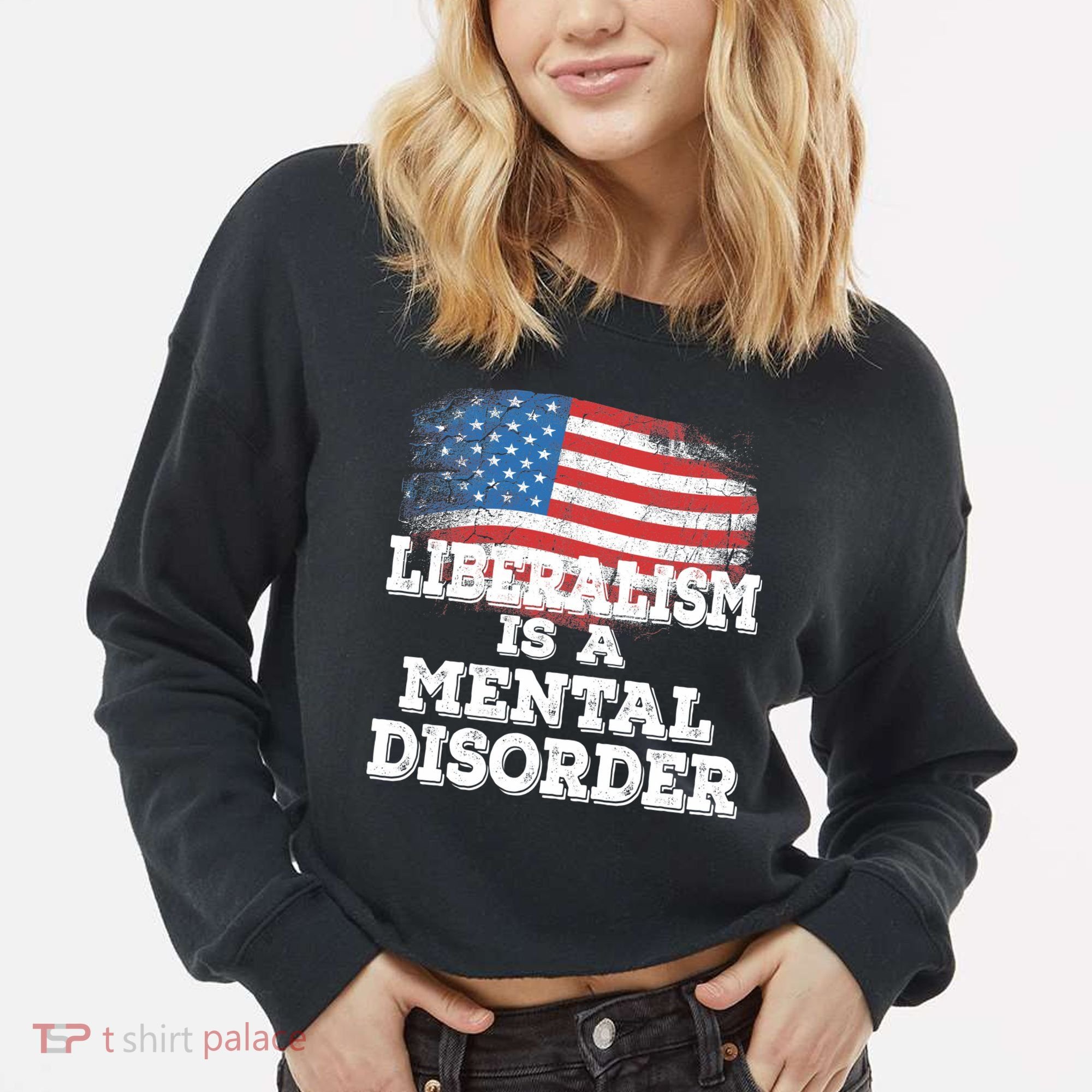 Liberalism Is A Mental Disorder Cropped Pullover Crew