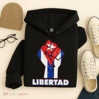 Libertad Cuba Cuban Flag Protest Fist Hoodie thumb 4