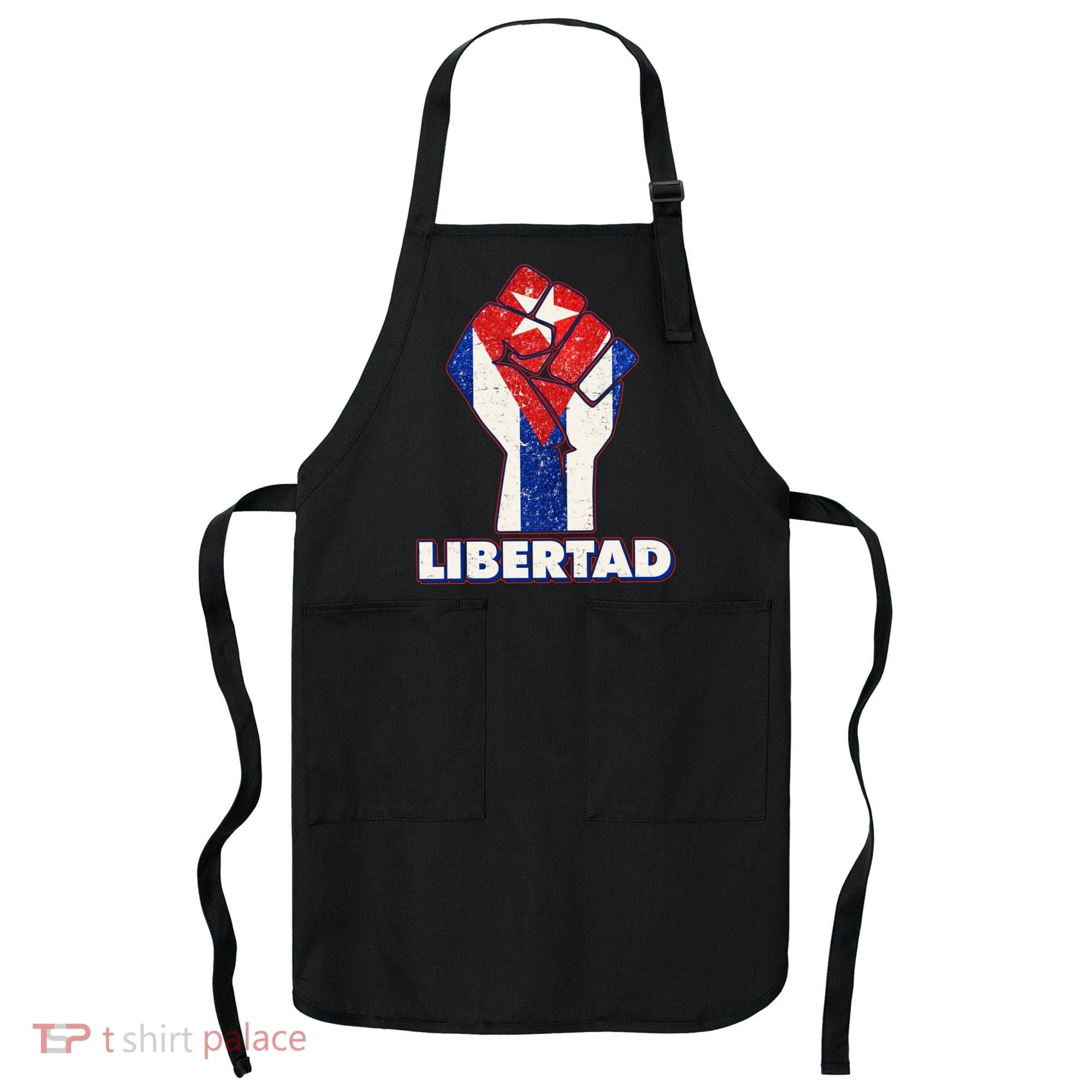 Libertad Cuba Cuban Flag Protest Fist Apron