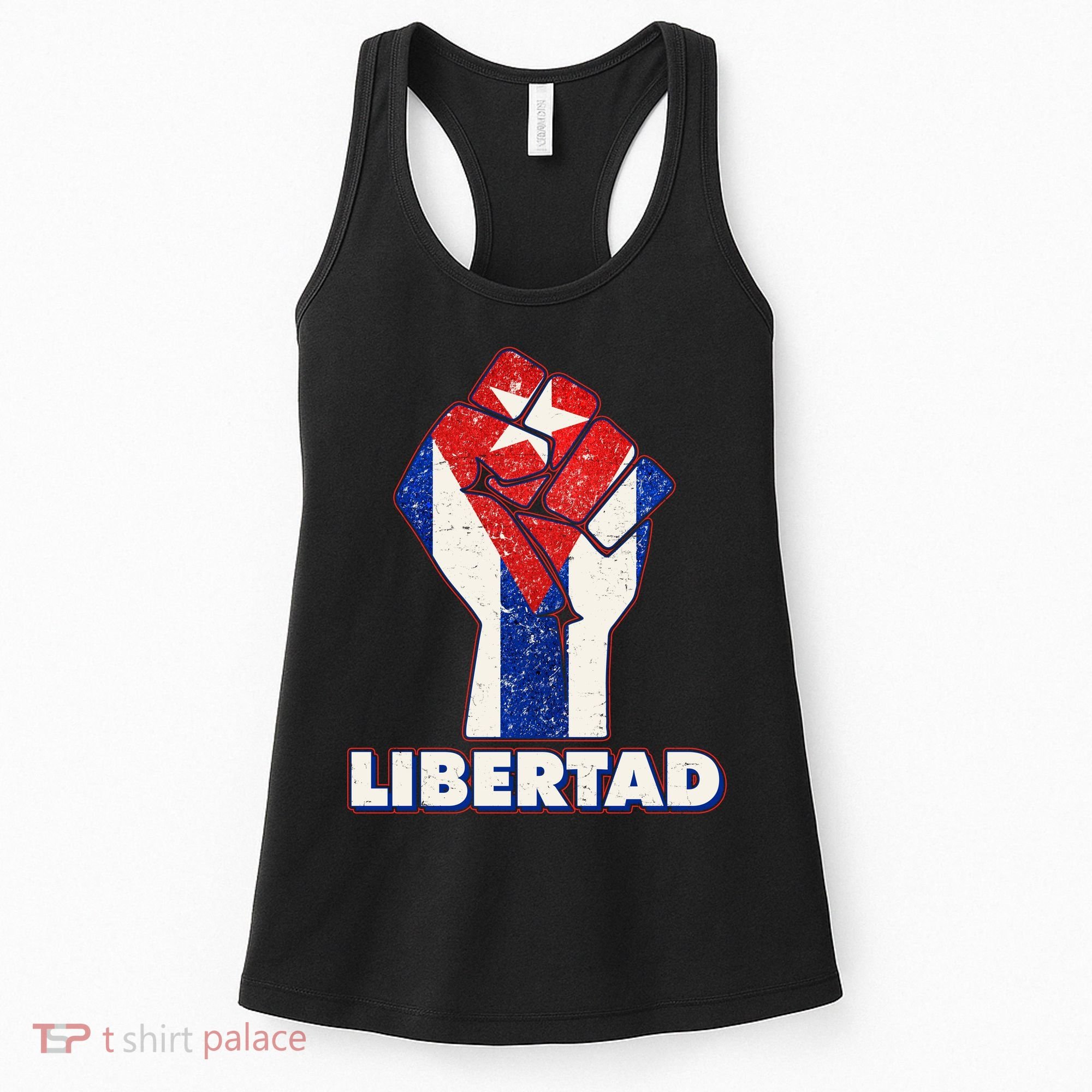 Libertad Cuba Cuban Flag Protest Fist Women's Tank Top