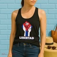 Libertad Cuba Cuban Flag Protest Fist Women's Tank Top thumb 2