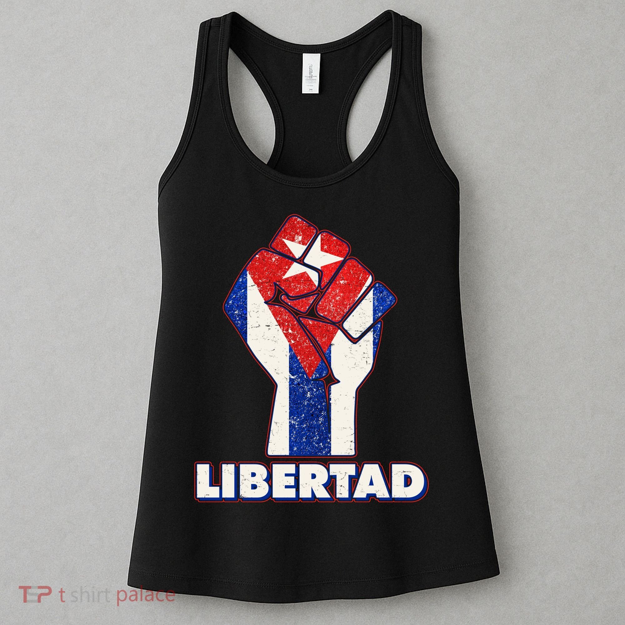 Libertad Cuba Cuban Flag Protest Fist Women's Tank Top