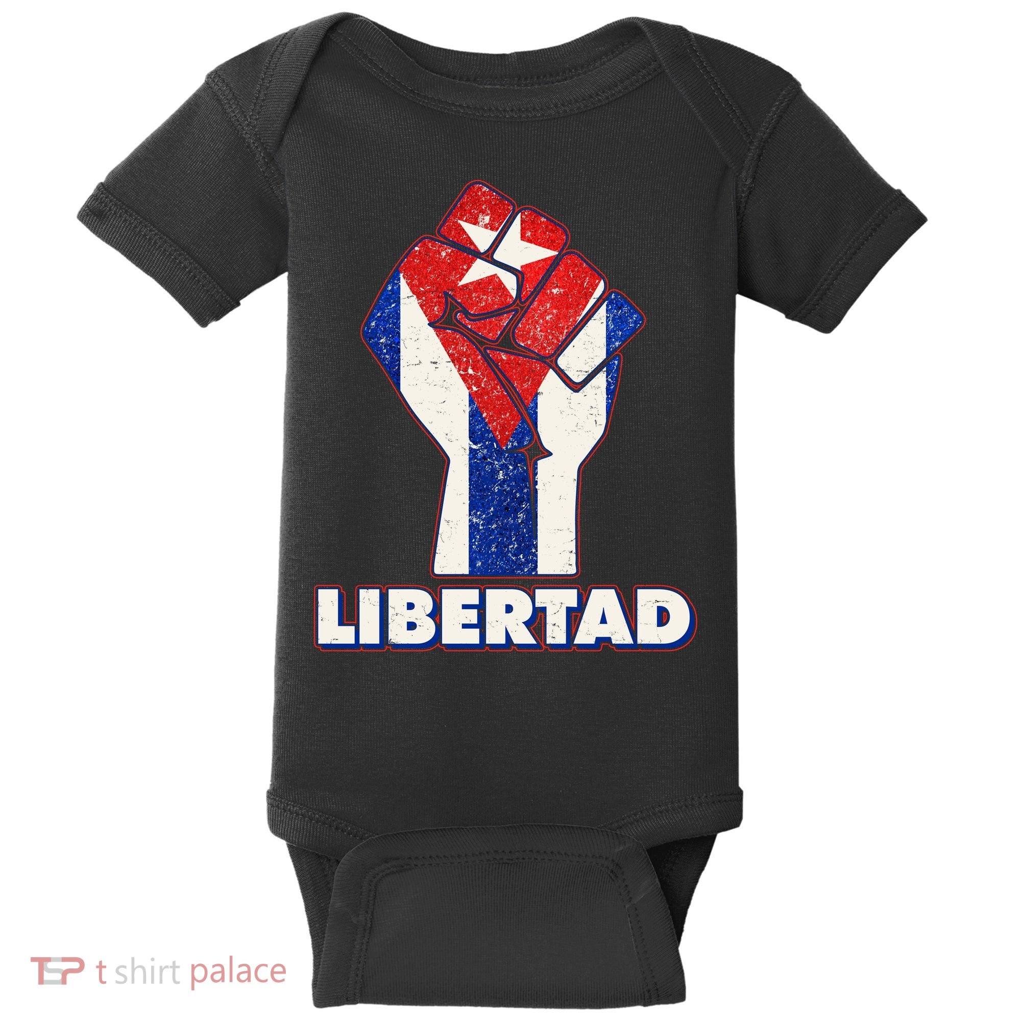 Libertad Cuba Cuban Flag Protest Fist Baby Bodysuit