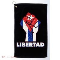 Libertad Cuba Cuban Flag Protest Fist Golf Towel thumb 0
