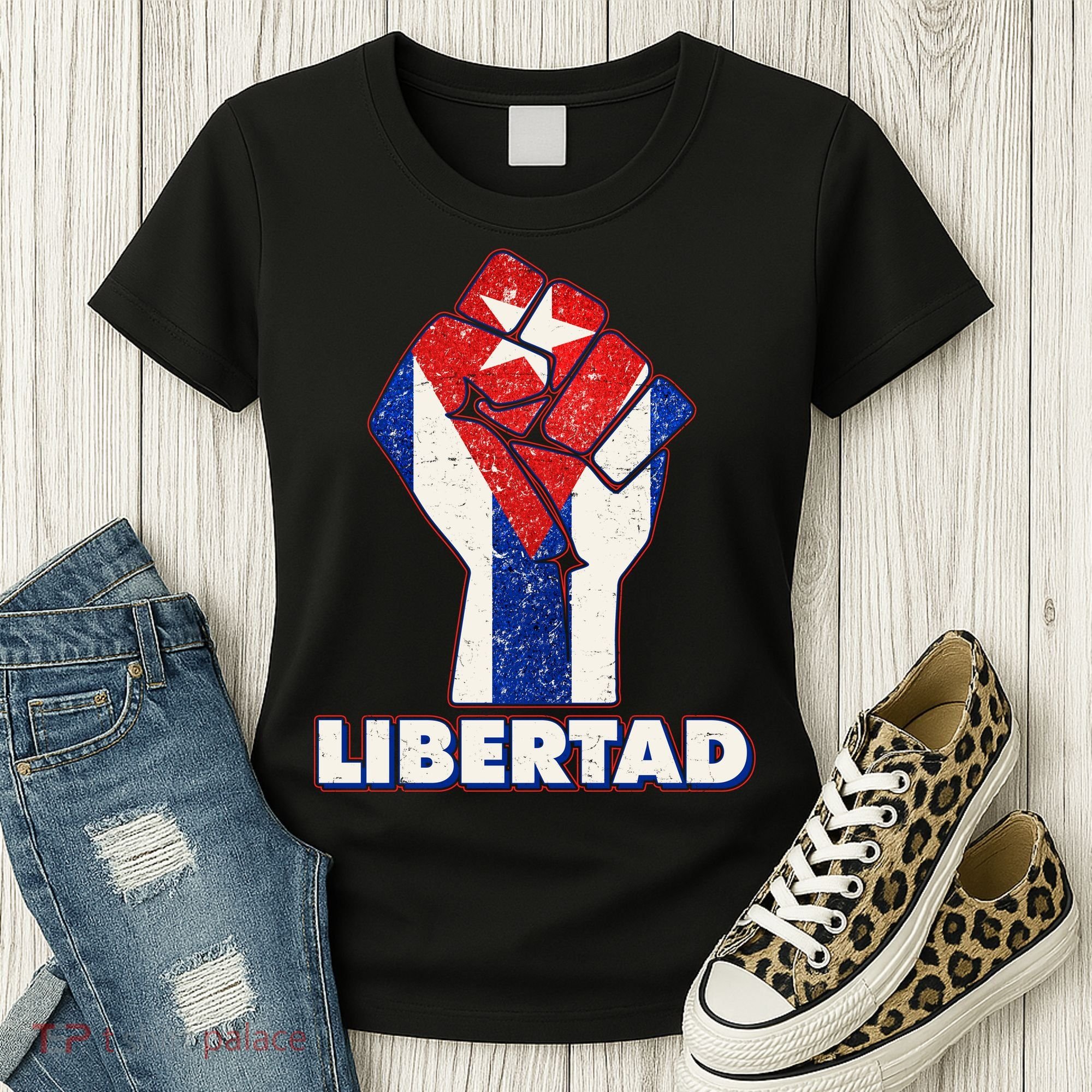 Libertad Cuba Cuban Flag Protest Fist Women's T-Shirt