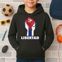 Libertad Cuba Cuban Flag Protest Fist Kids Hoodie thumb 2