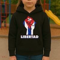 Libertad Cuba Cuban Flag Protest Fist Kids Hoodie thumb 3