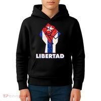 Libertad Cuba Cuban Flag Protest Fist Kids Hoodie thumb 4