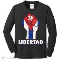 Libertad Cuba Cuban Flag Protest Fist Kids Long Sleeve Shirt thumb 0