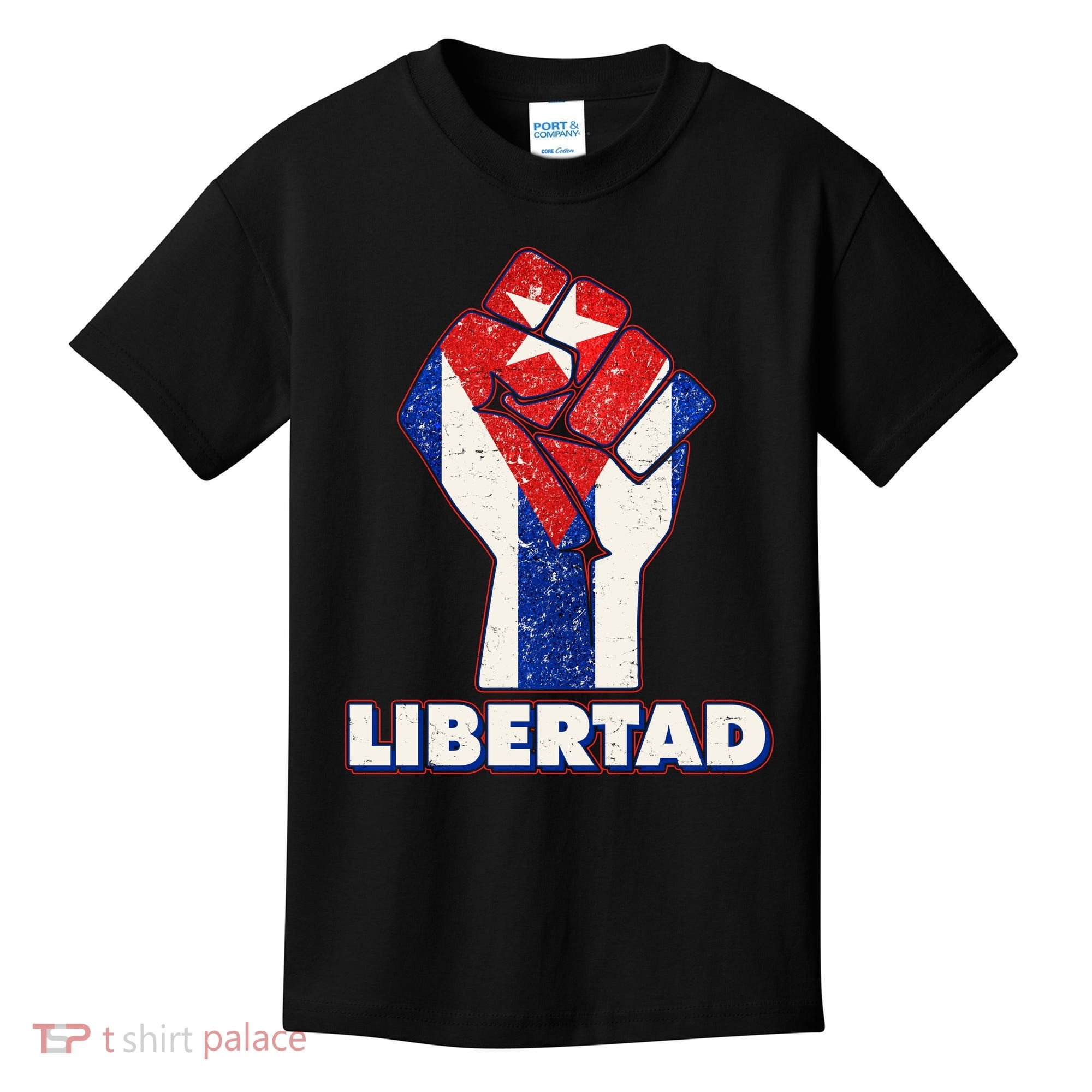 Libertad Cuba Cuban Flag Protest Fist Kids T-Shirt