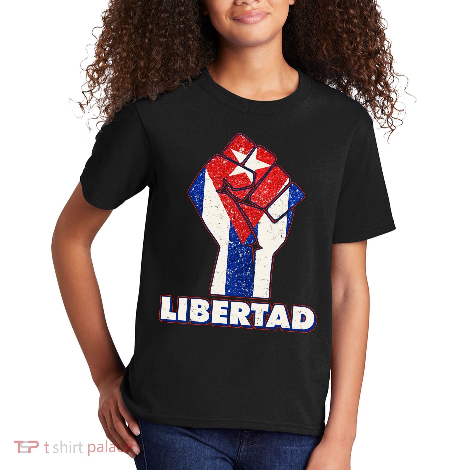 Libertad Cuba Cuban Flag Protest Fist Kids T-Shirt