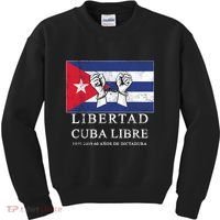 Libertad Cuba Libre Bandera Cubana Liberated De Cuba Kids Sweatshirt thumb 0