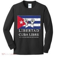 Libertad Cuba Libre Bandera Cubana Liberated De Cuba Kids Long Sleeve Shirt thumb 0