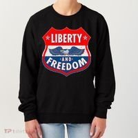 Liberty And Freedom US Eagle Road Sign Women's Sweatshirt thumb 0