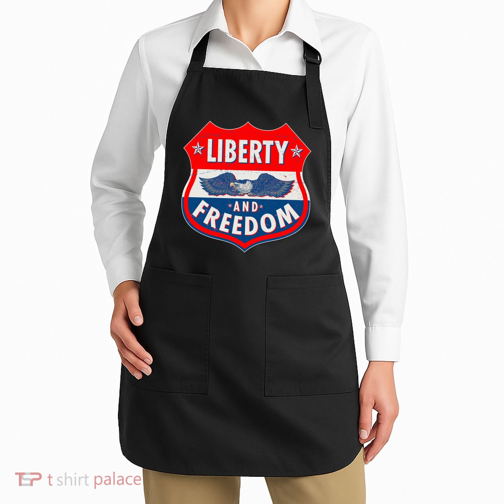 Liberty And Freedom US Eagle Road Sign Apron