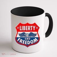 Liberty And Freedom US Eagle Road Sign Coffee Mug thumb 1
