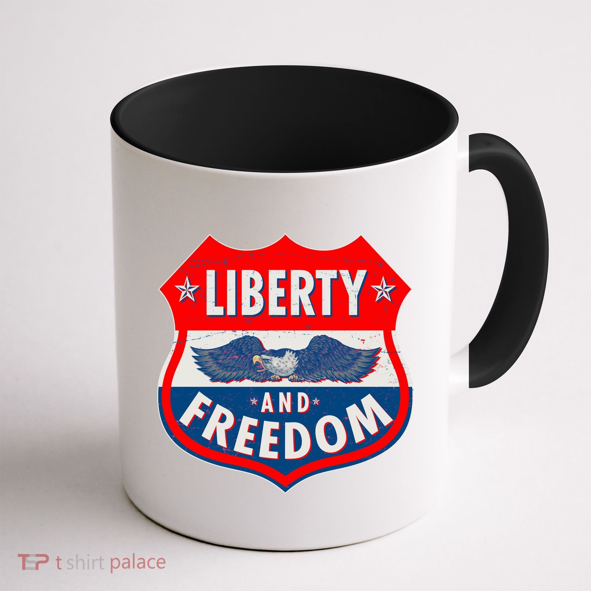 Liberty And Freedom US Eagle Road Sign Coffee Mug