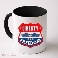 Liberty And Freedom US Eagle Road Sign Coffee Mug thumb 0