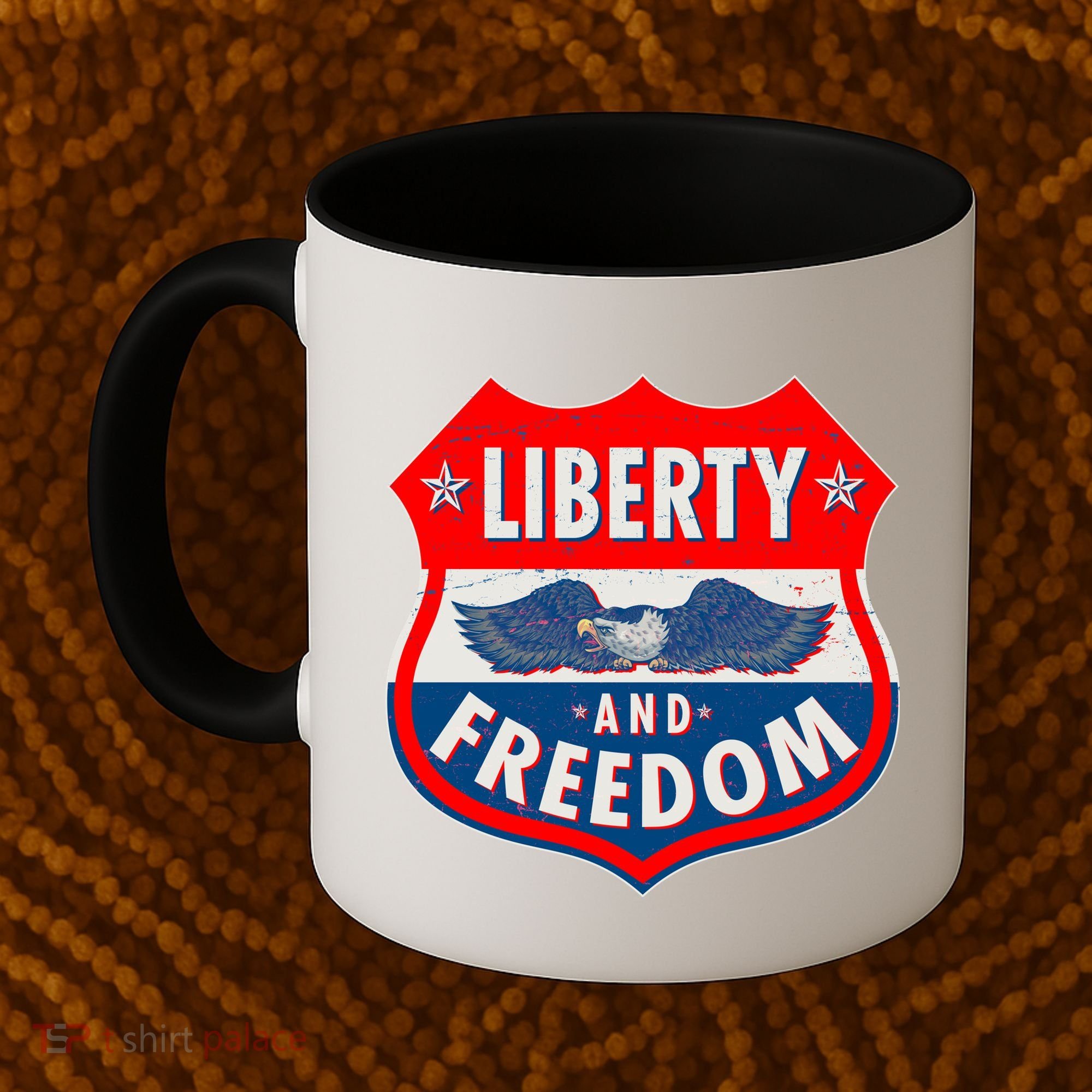 Liberty And Freedom US Eagle Road Sign Coffee Mug