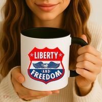 Liberty And Freedom US Eagle Road Sign Coffee Mug thumb 3