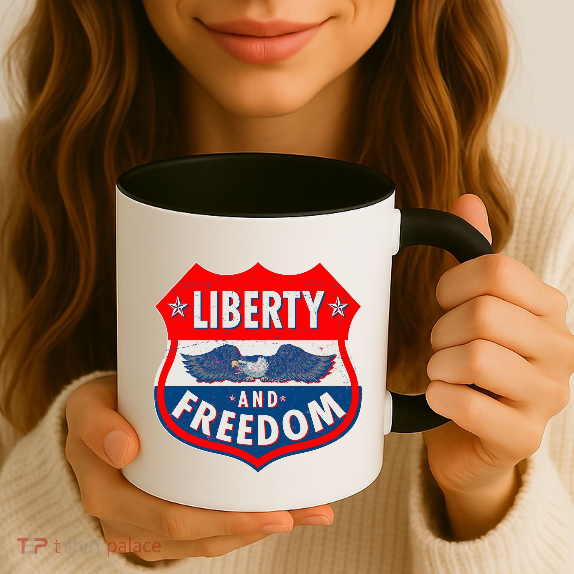 Liberty And Freedom US Eagle Road Sign Coffee Mug