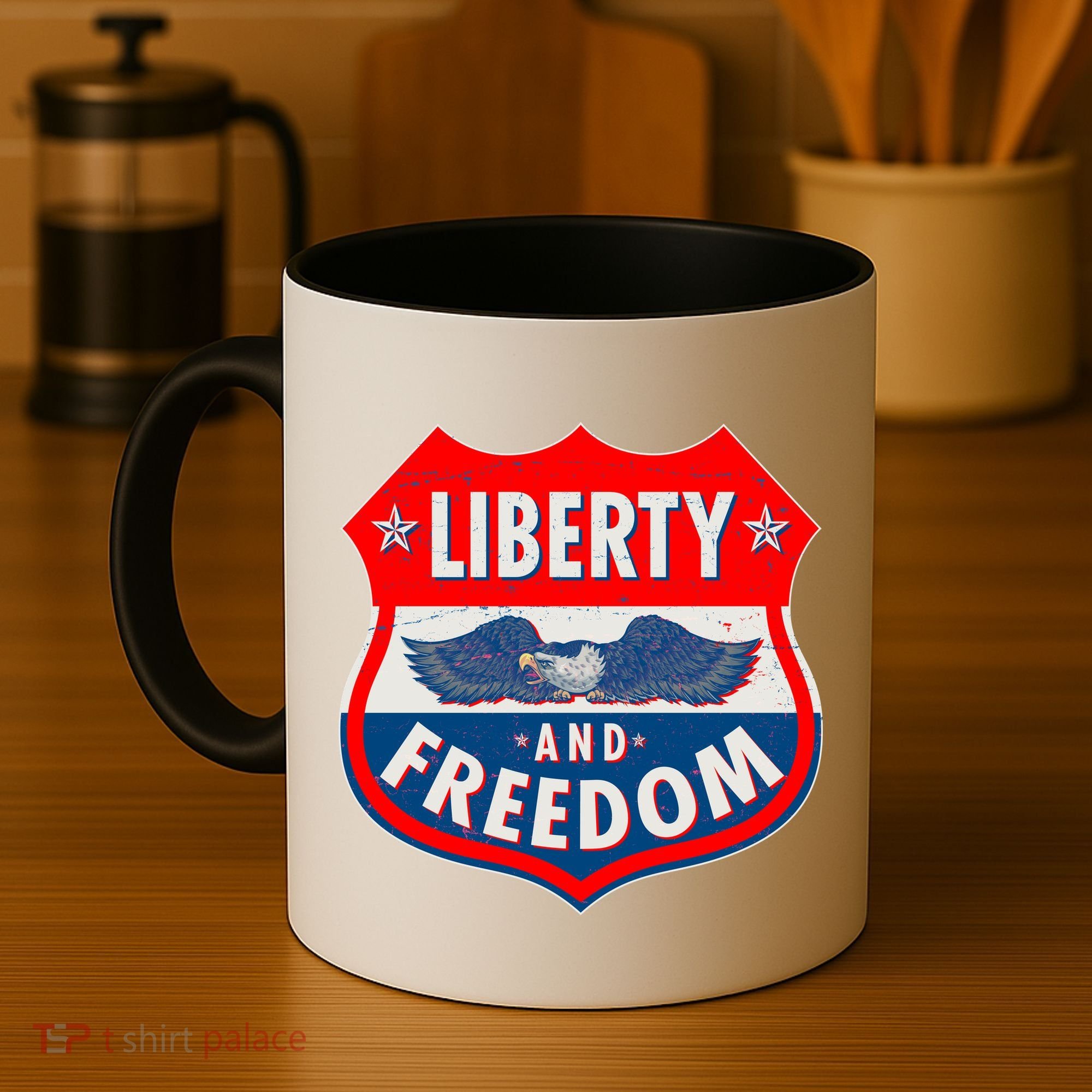 Liberty And Freedom US Eagle Road Sign Coffee Mug