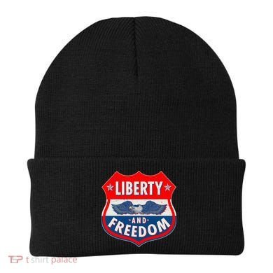Liberty And Freedom US Eagle Road Sign Beanie