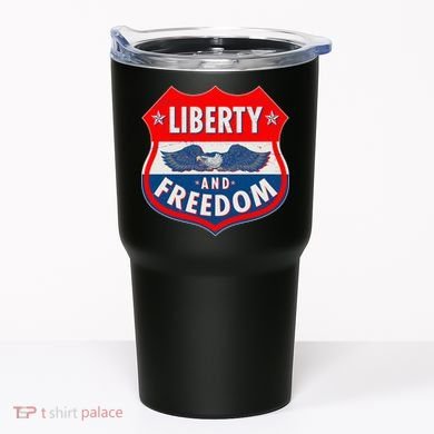 Liberty And Freedom US Eagle Road Sign Tumbler