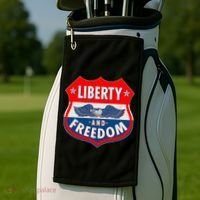 Liberty And Freedom US Eagle Road Sign Golf Towel thumb 2