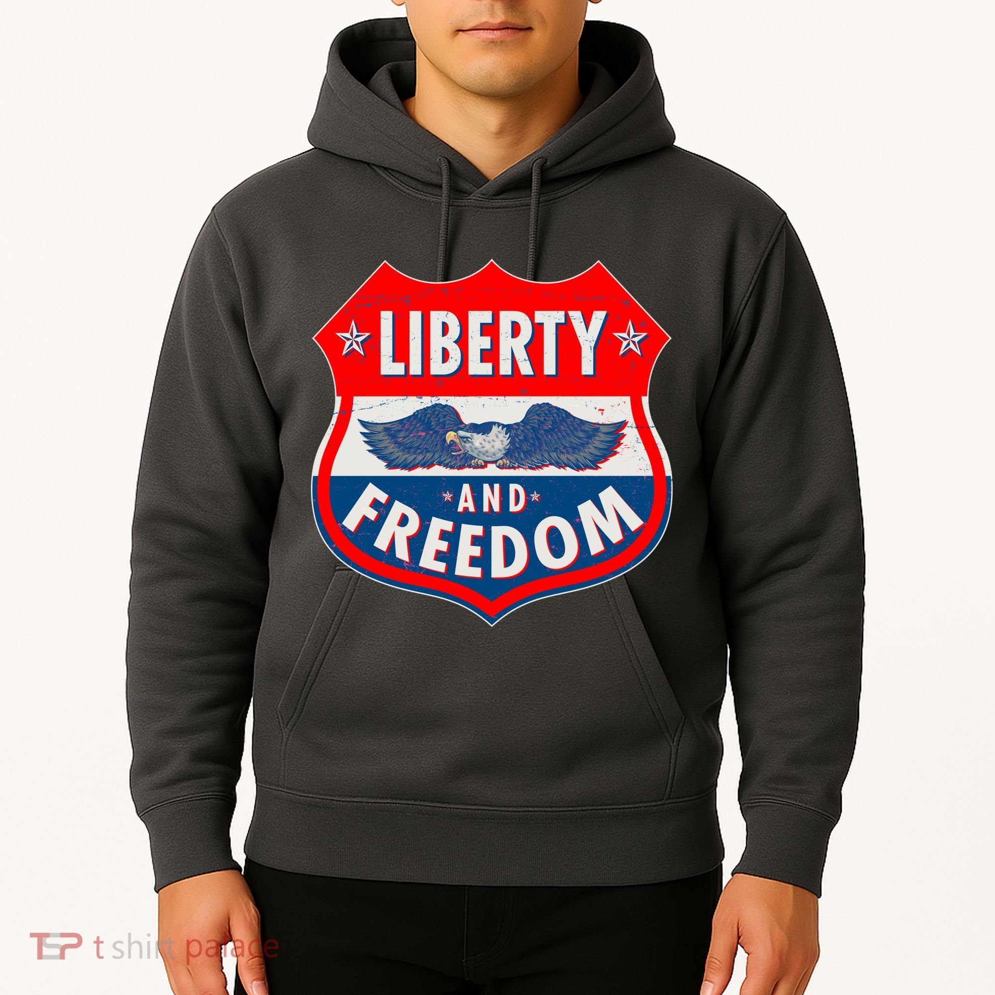 Liberty And Freedom US Eagle Road Sign Hoodie