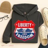 Liberty And Freedom US Eagle Road Sign Hoodie thumb 4