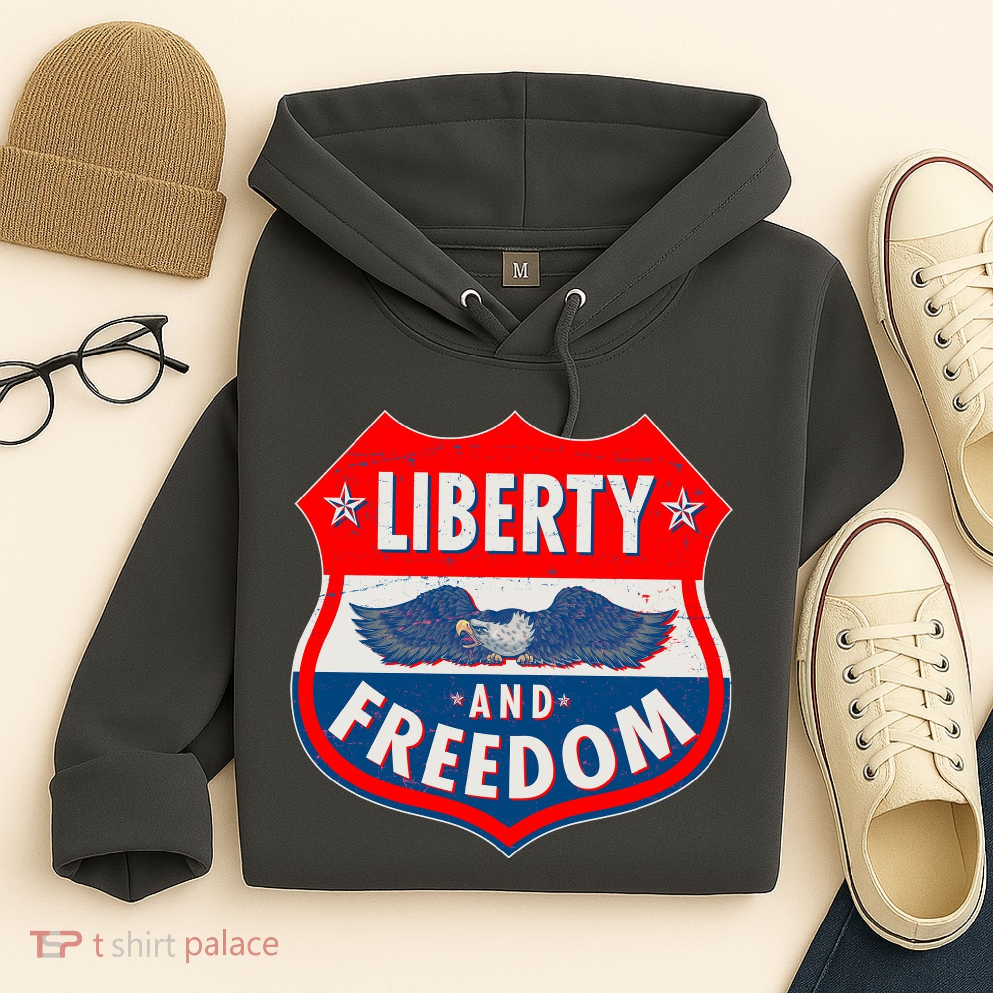 Liberty And Freedom US Eagle Road Sign Hoodie