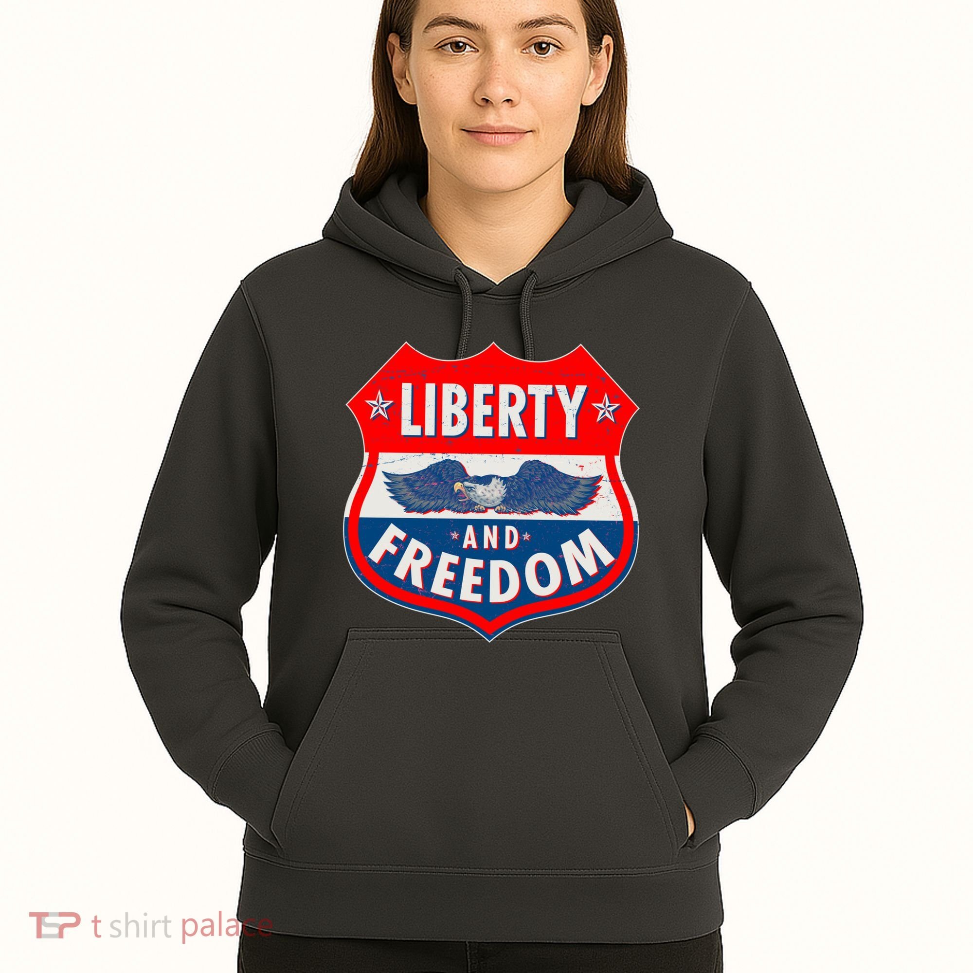 Liberty And Freedom US Eagle Road Sign Hoodie