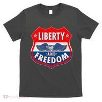 Liberty And Freedom US Eagle Road Sign T-Shirt thumb 0